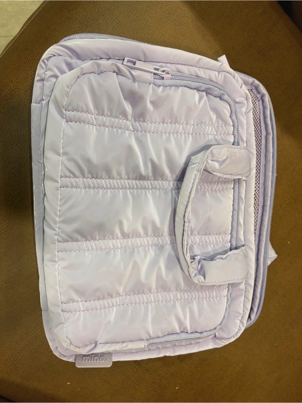 mine Quilted Lavender Cosmetic Travel Case with Top Handle